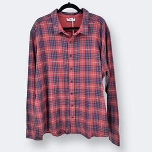 Southern Tide Payton Heather Reversible Plaid Flannel Shirt Mens Size Small Red